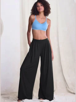 Pantalon ample doux avec pinces et poches latérales