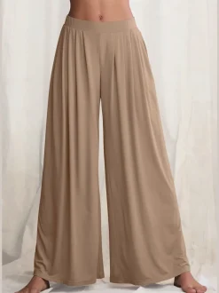Pantalon ample doux avec pinces et poches latérales