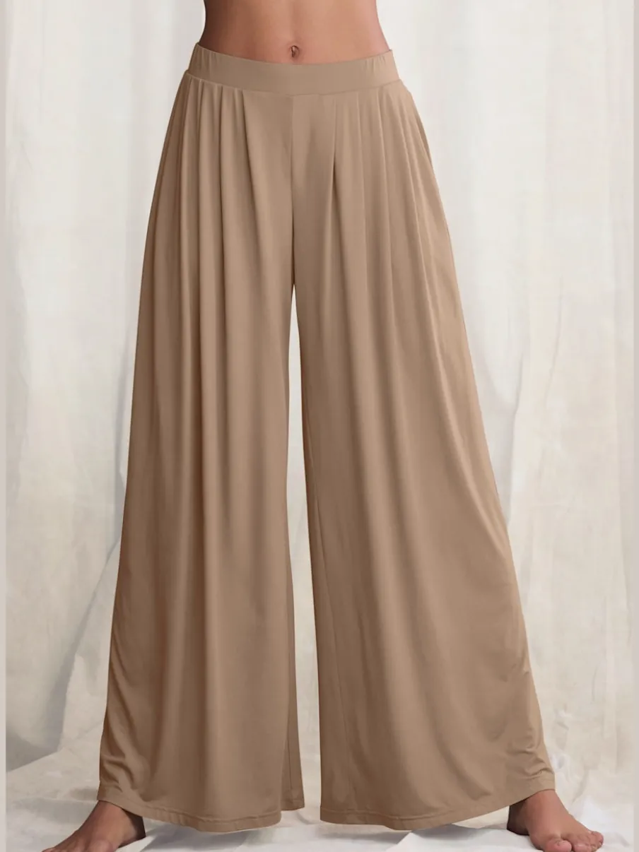 Pantalon ample doux avec pinces et poches latérales