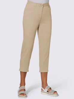 Pantalon 7/8 avec ceinture et fente arrondie deux boutons