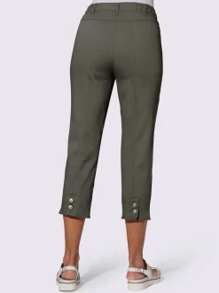 Pantalon 7/8 avec ceinture et fente arrondie deux boutons