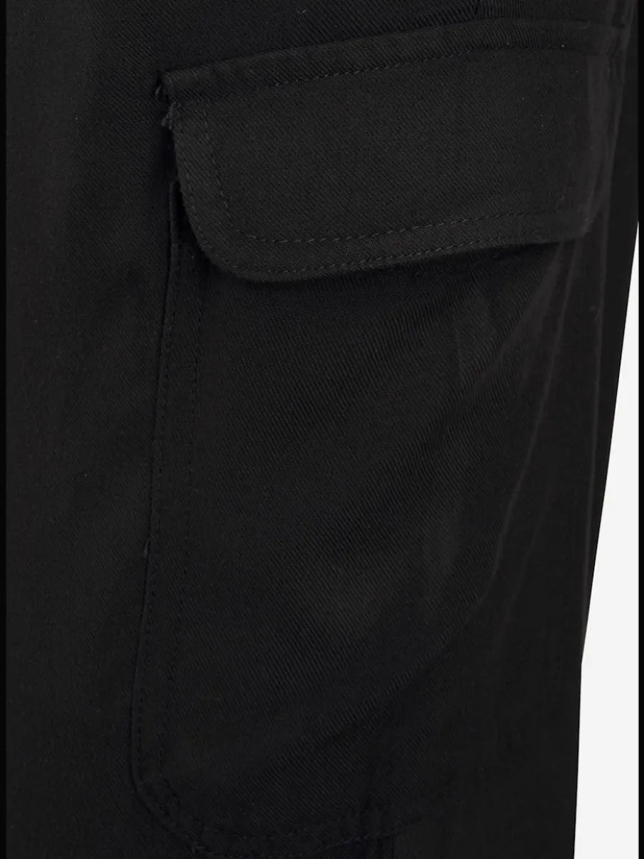 Pantalon avec ceinture smockée et poches cargo latérales