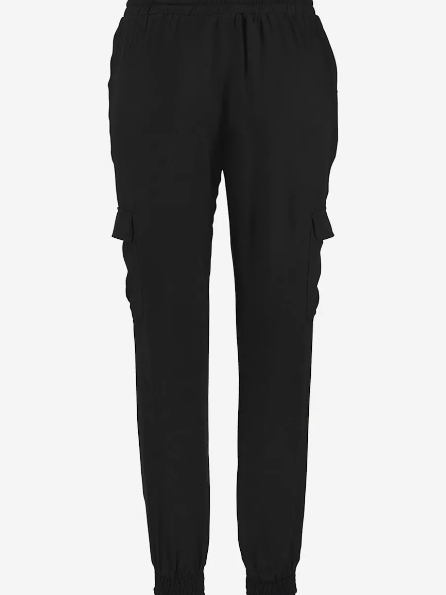 Pantalon avec ceinture smockée et poches cargo latérales