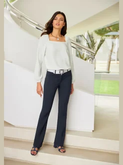 Pantalon bootcut en tissu extensible avec effet ventre plat