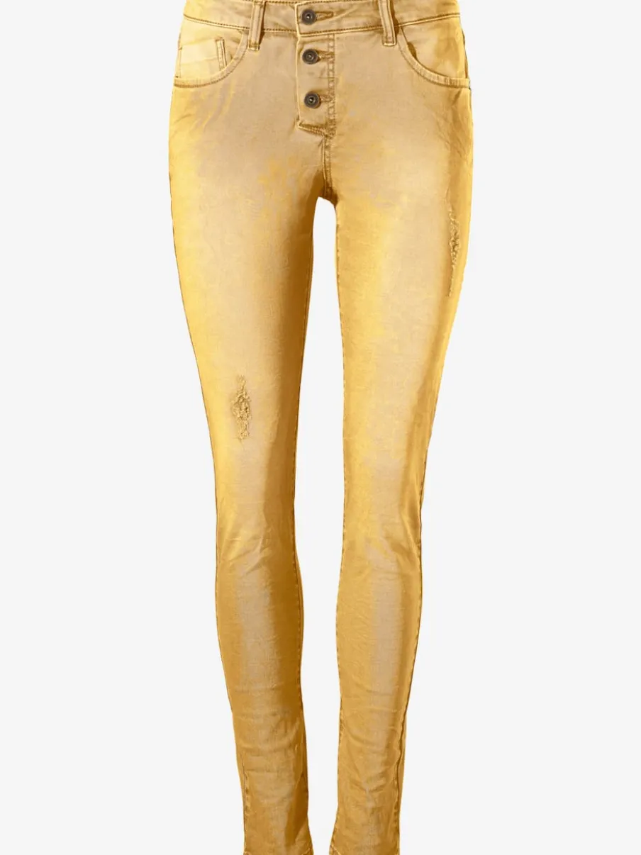 Pantalon boyfriend coupe droite cinq poches en élasthanne