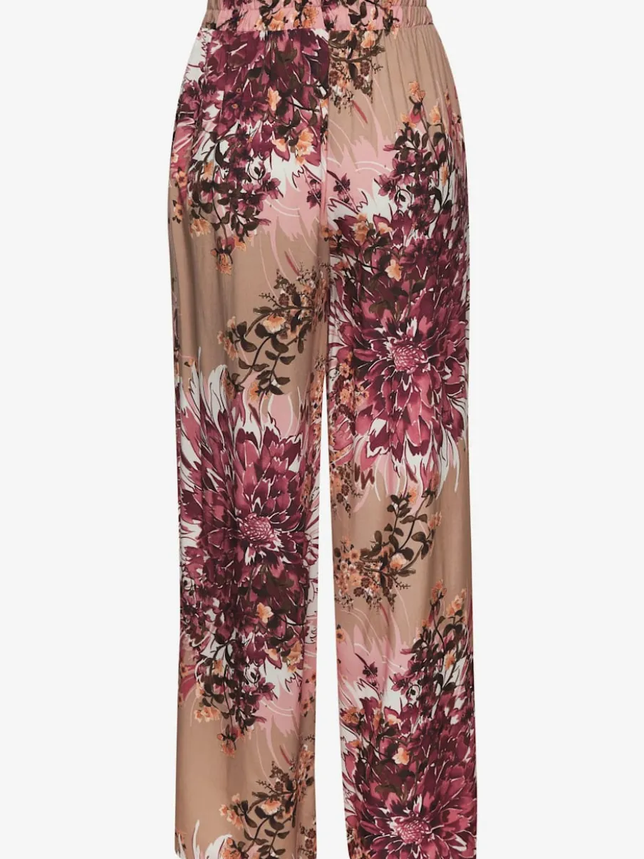 Pantalon à ceinture élastique avec poches latérales imprimé fleuri