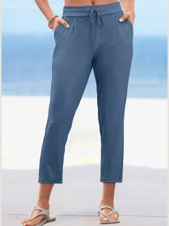 Pantalon ceinture élastique avec cordon et poches latérales fendues
