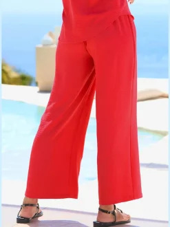 Pantalon à ceinture élastique avec jambes larges 7/8