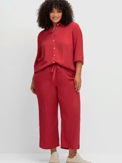 Pantalon 7/8 ceinture élastique, coulisse et lien à nouer