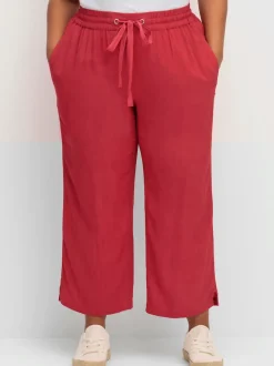 Pantalon 7/8 ceinture élastique, coulisse et lien à nouer