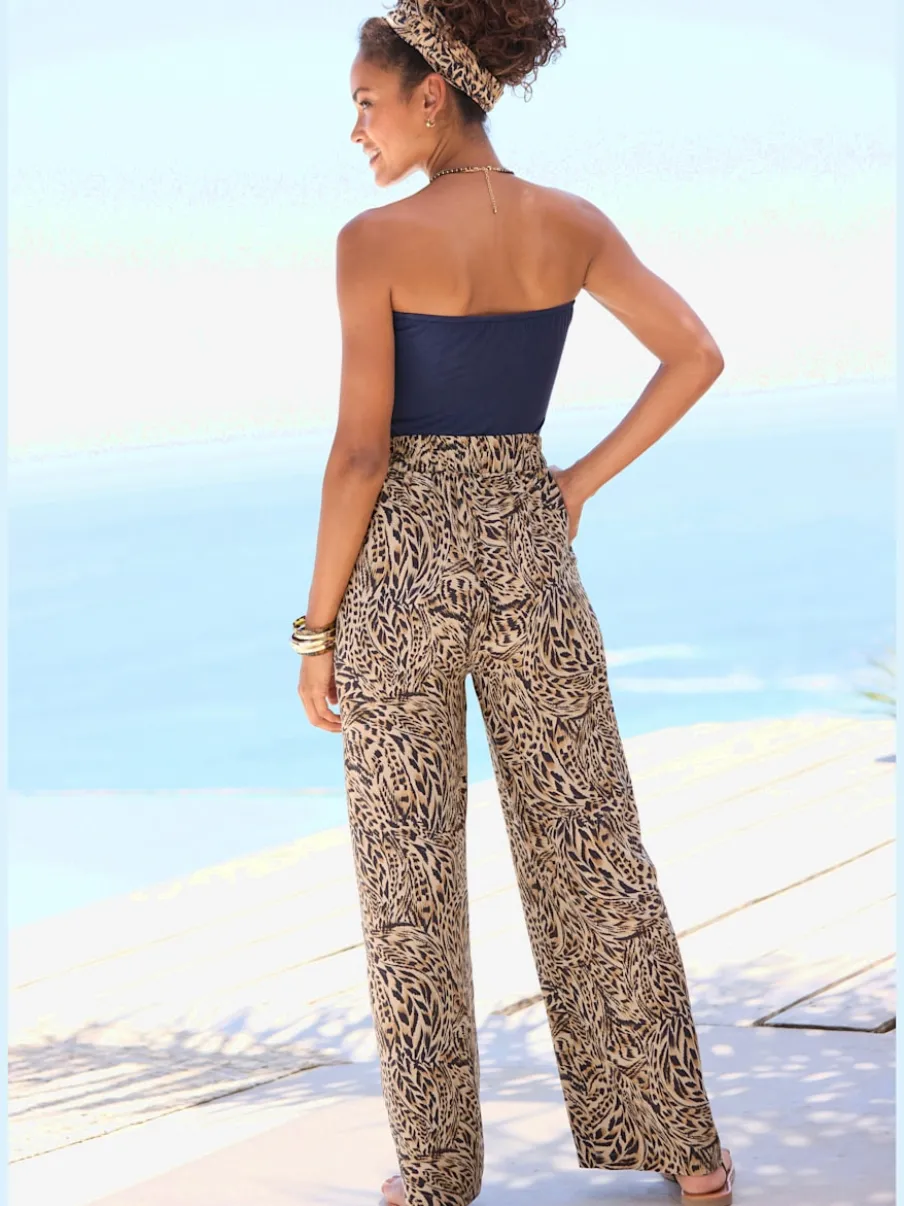 Pantalon à ceinture élastique douce avec poches latérales