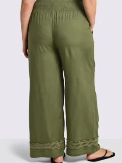 Pantalon ceinture smockée