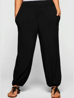 Pantalon ceinture smockée