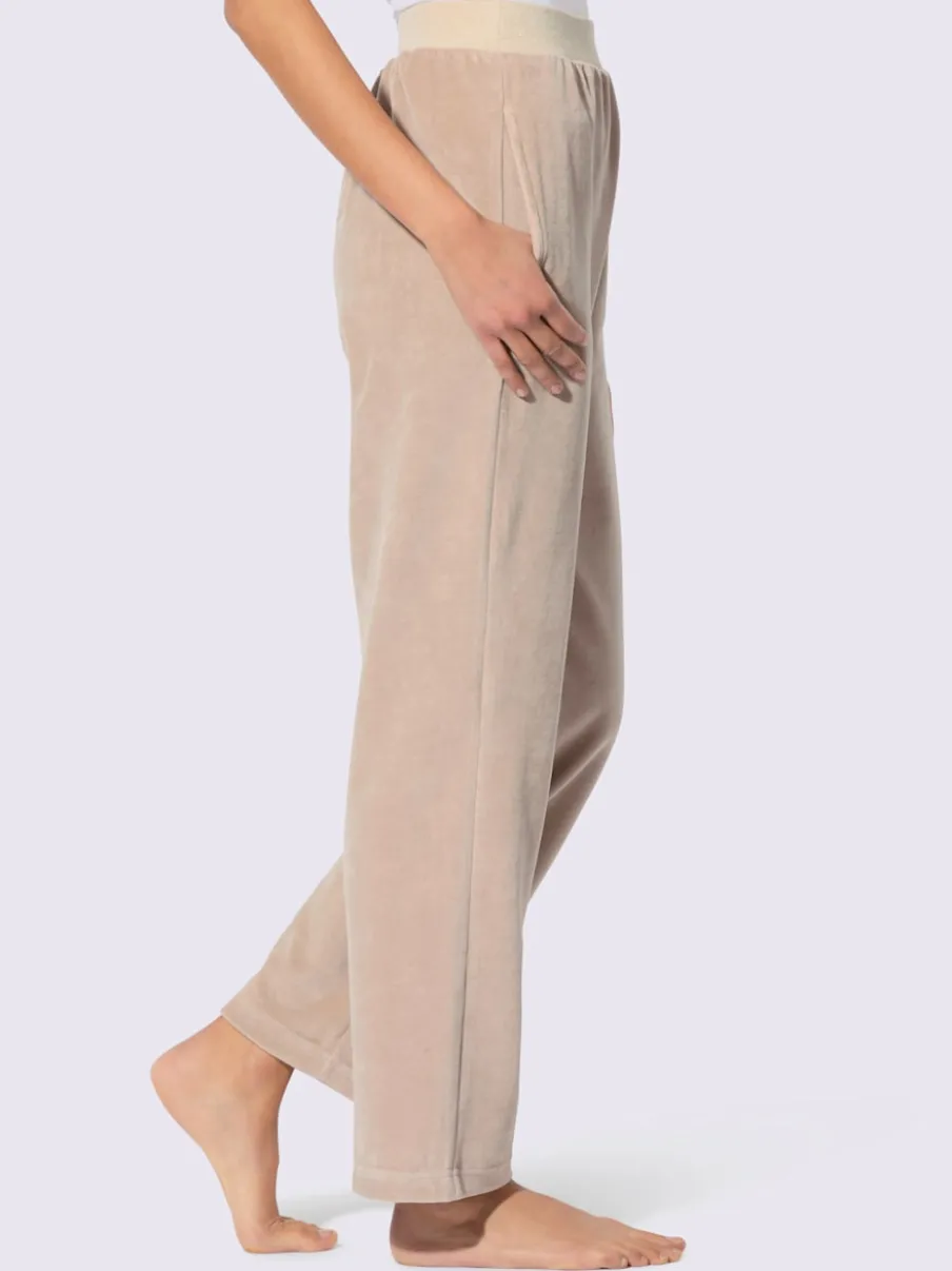 Pantalon chandail en velours ras avec ceinture élastique scintillante et poches
