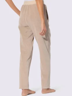 Pantalon chandail en velours ras avec ceinture élastique scintillante et poches