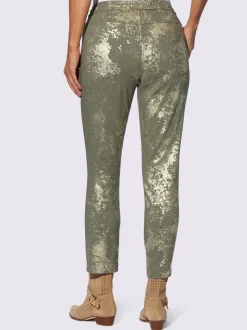 Pantalon cheville à imprimé brillant avec poches arrière