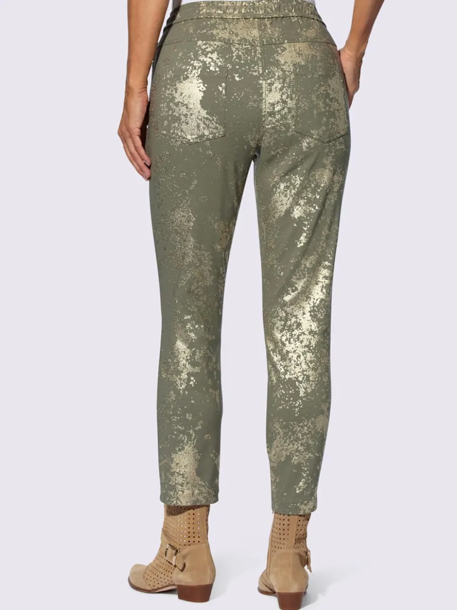 Pantalon cheville à imprimé brillant avec poches arrière