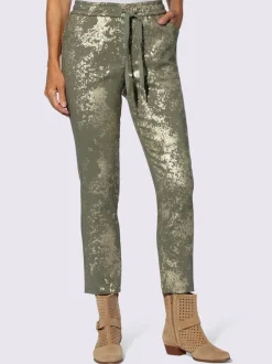 Pantalon cheville à imprimé brillant avec poches arrière