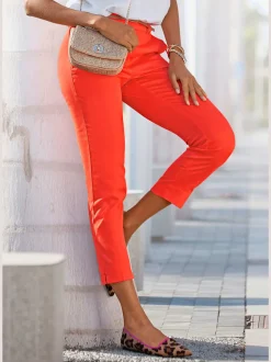 Pantalon chino décontracté avec ceinture imitation cuir et poches