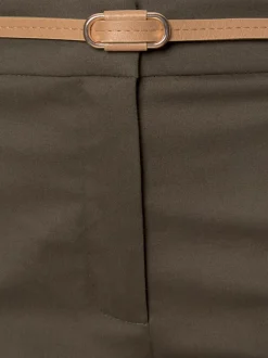 Pantalon chino décontracté avec ceinture imitation cuir et poches