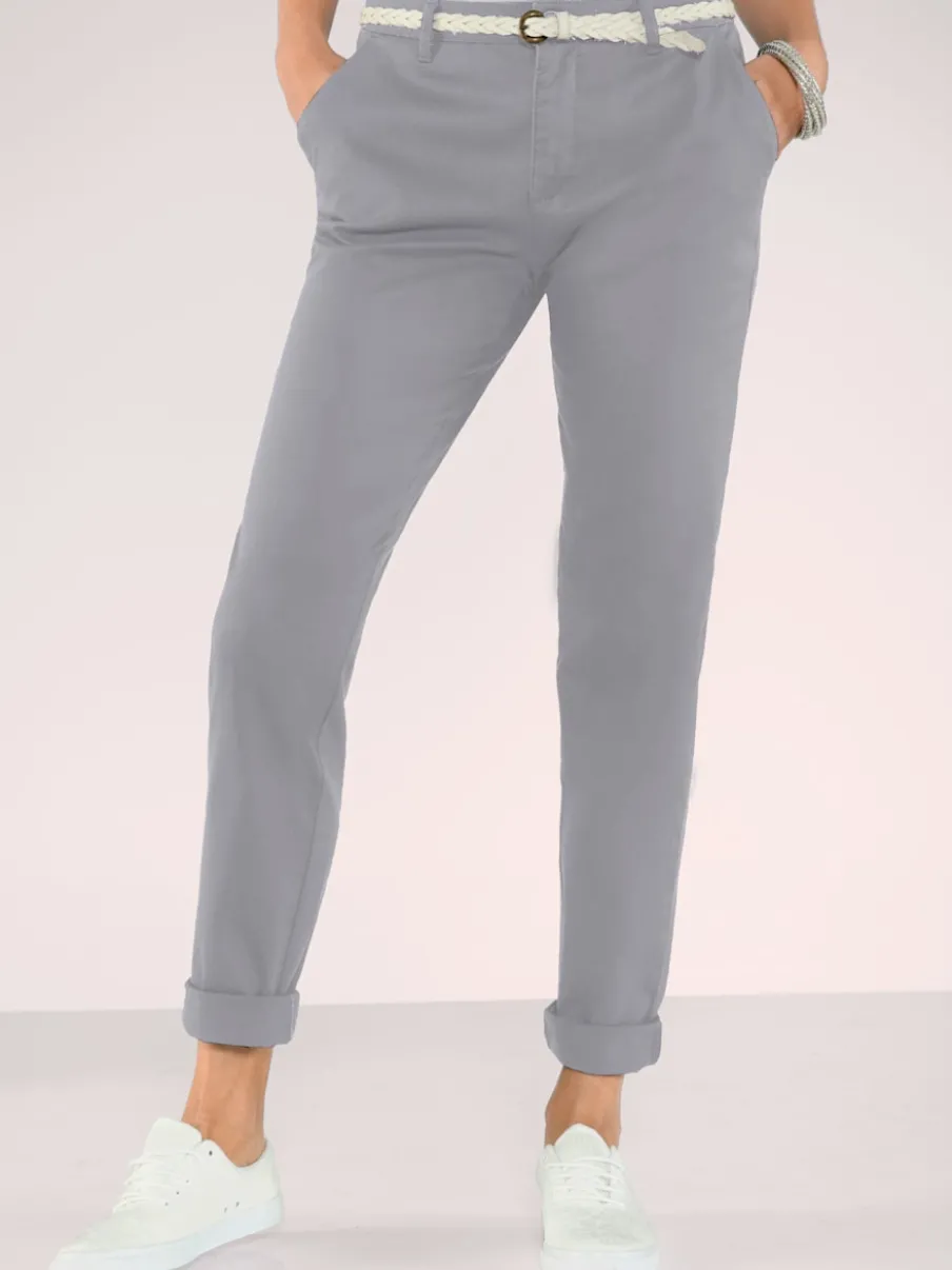 Pantalon chino en coton extensible à poches latérales