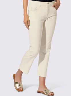Pantalon cinq poches avec pierres brillantes fantaisie