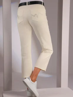 Pantalon cinq poches avec pierres brillantes fantaisie