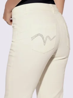 Pantalon cinq poches avec pierres brillantes fantaisie