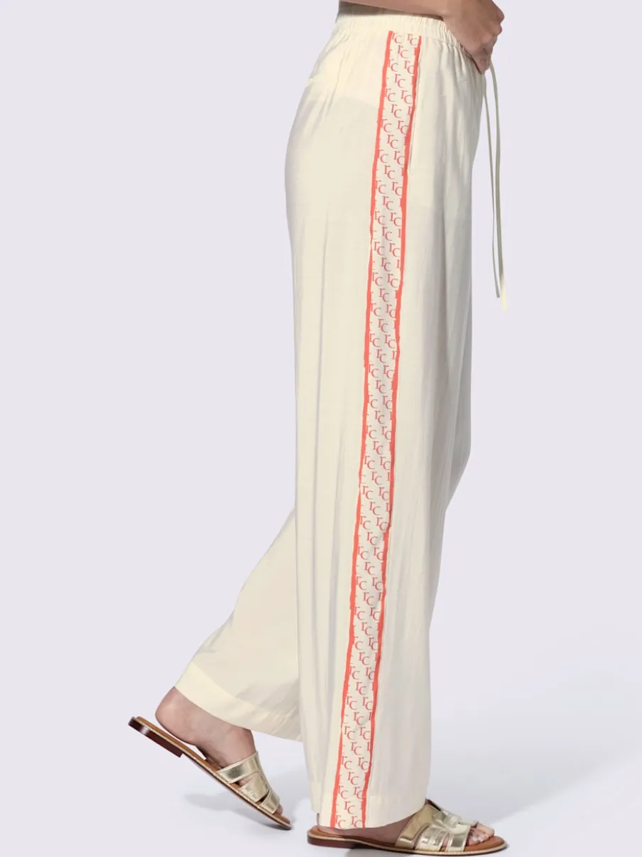 Pantalon confortable à rayures galon et ceinture élastique