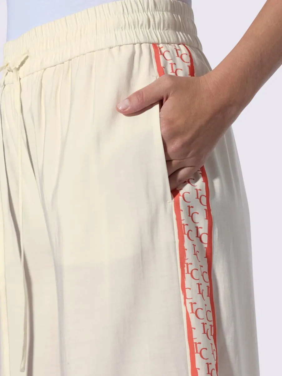 Pantalon confortable à rayures galon et ceinture élastique