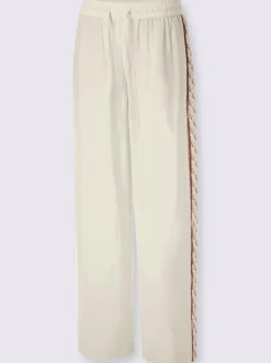 Pantalon confortable à rayures galon et ceinture élastique