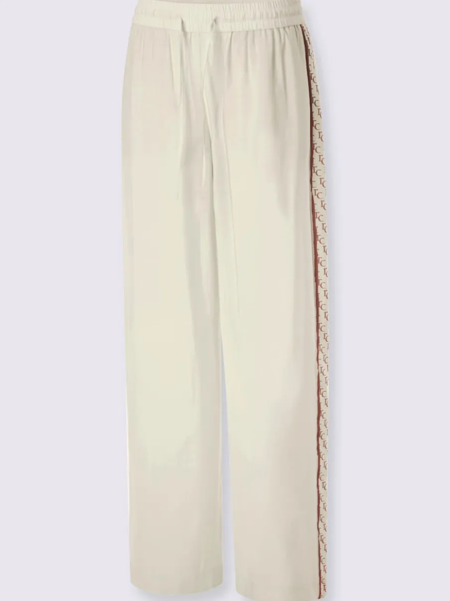 Pantalon confortable à rayures galon et ceinture élastique