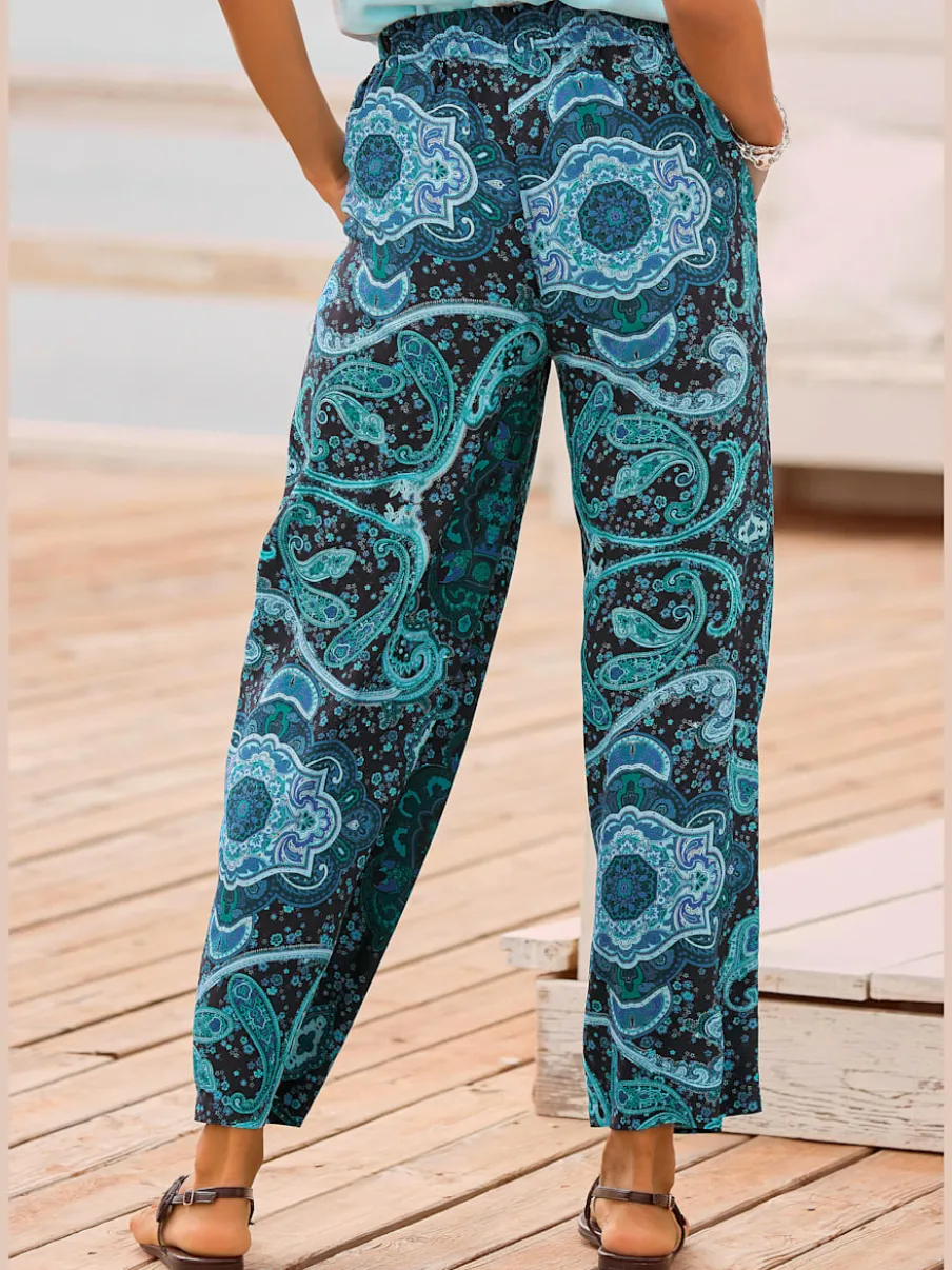 Pantalon coupe ample avec ceinture élastique et poches