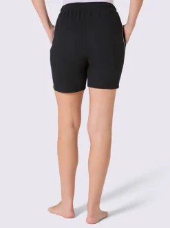 Pantalon court en matière sweat avec passepoil double sportif et ceinture élastique