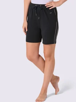 Pantalon court en matière sweat avec passepoil double sportif et ceinture élastique