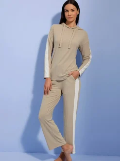 Pantalon côtelé confortable avec ceinture élastique et empiècements sportifs