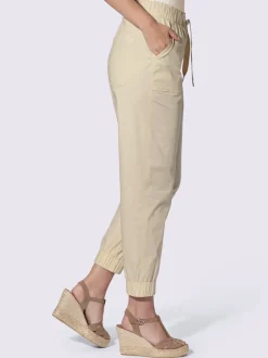Pantalon décontracté à ceinture élastique avec poches et bordure raffinée