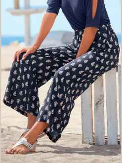Pantalon décontracté imprimé avec ceinture élastique et poches