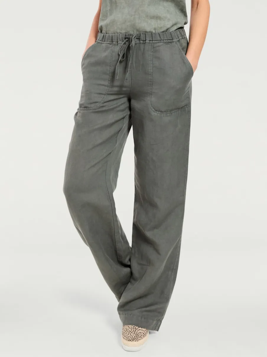 Pantalon décontracté à poches avec jambes larges