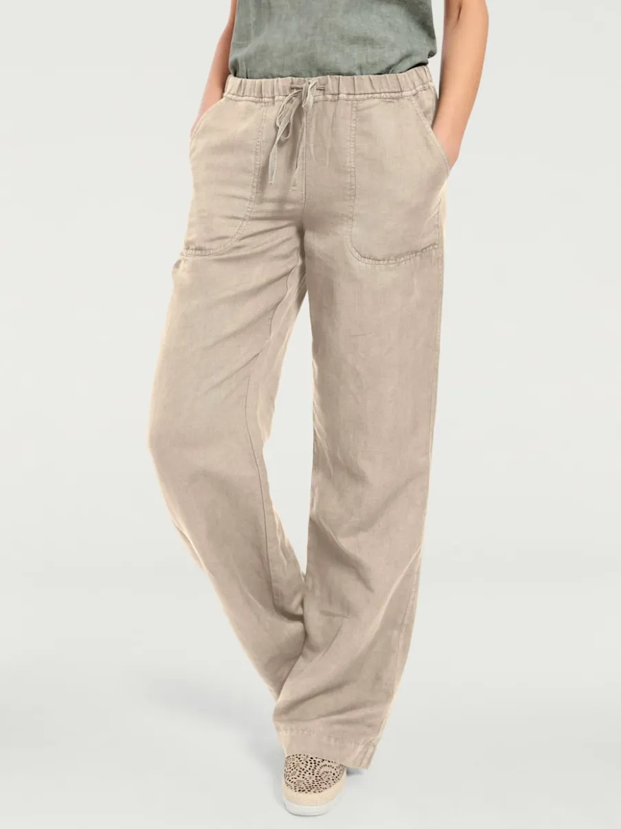 Pantalon décontracté à poches avec jambes larges