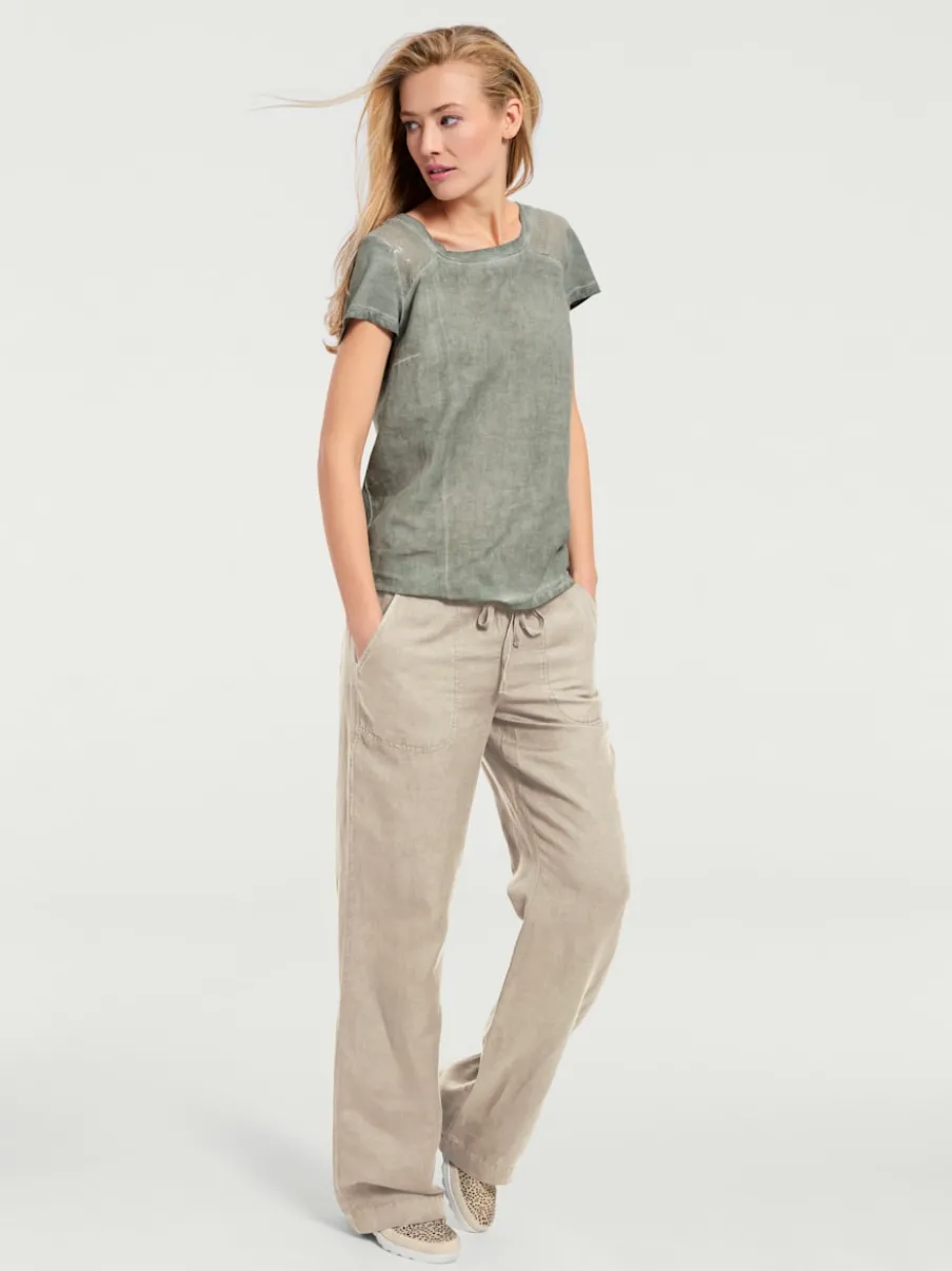 Pantalon décontracté à poches avec jambes larges
