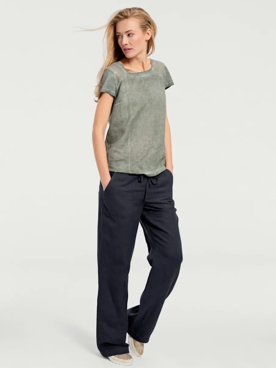 Pantalon décontracté à poches avec jambes larges