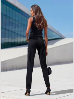 Pantalon de jogging à motifs avec jambes étroites et taille haute