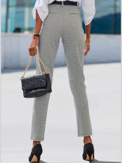 Pantalon de jogging à motifs avec jambes étroites et taille haute