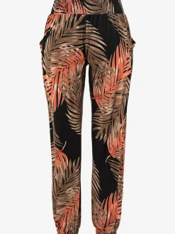Pantalon de plage avec imprimé feuilles de palmier et poches fendues