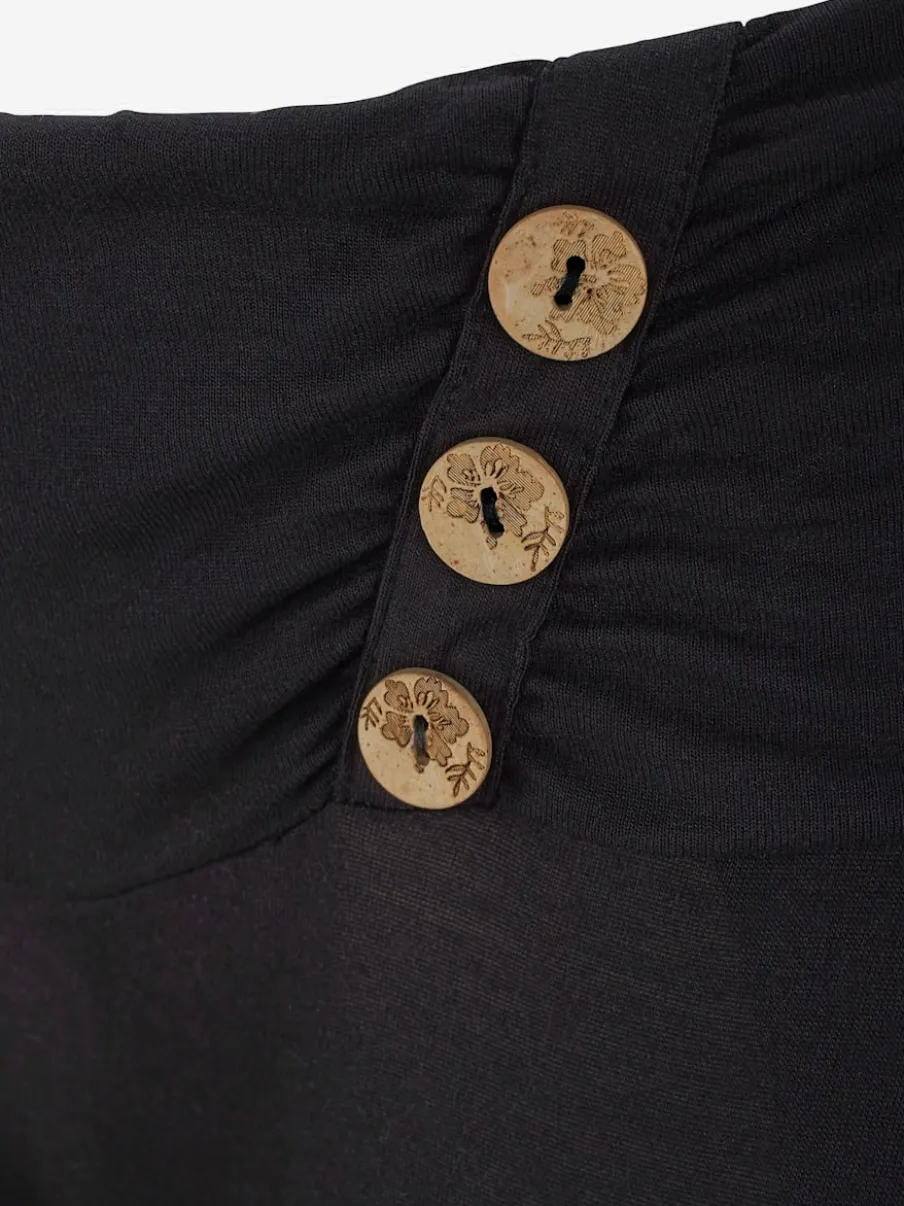 Pantalon de plage à ceinture large avec poches latérales et boutons décoratifs