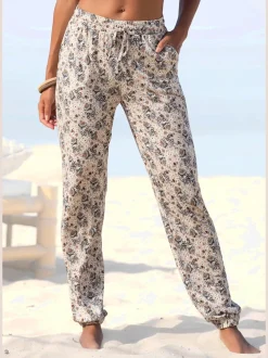 Pantalon de plage léger avec poches et bas élastiqué