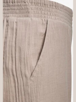Pantalon de plage léger en pur coton à taille élastique