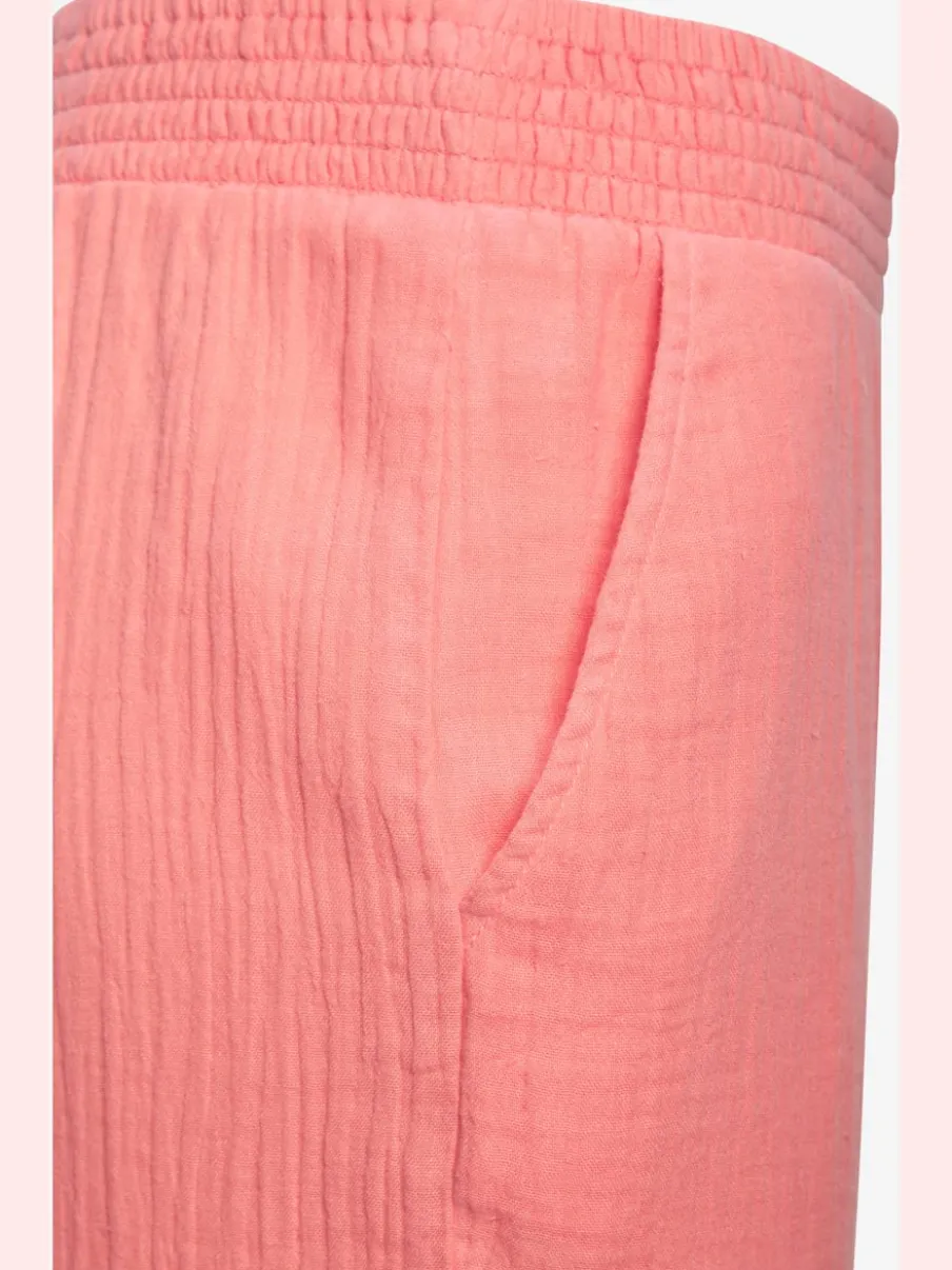 Pantalon de plage léger en pur coton à taille élastique