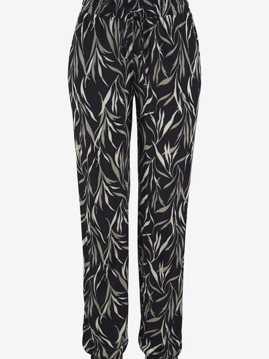 Pantalon de plage léger à imprimé feuillage avec ceinture élastique